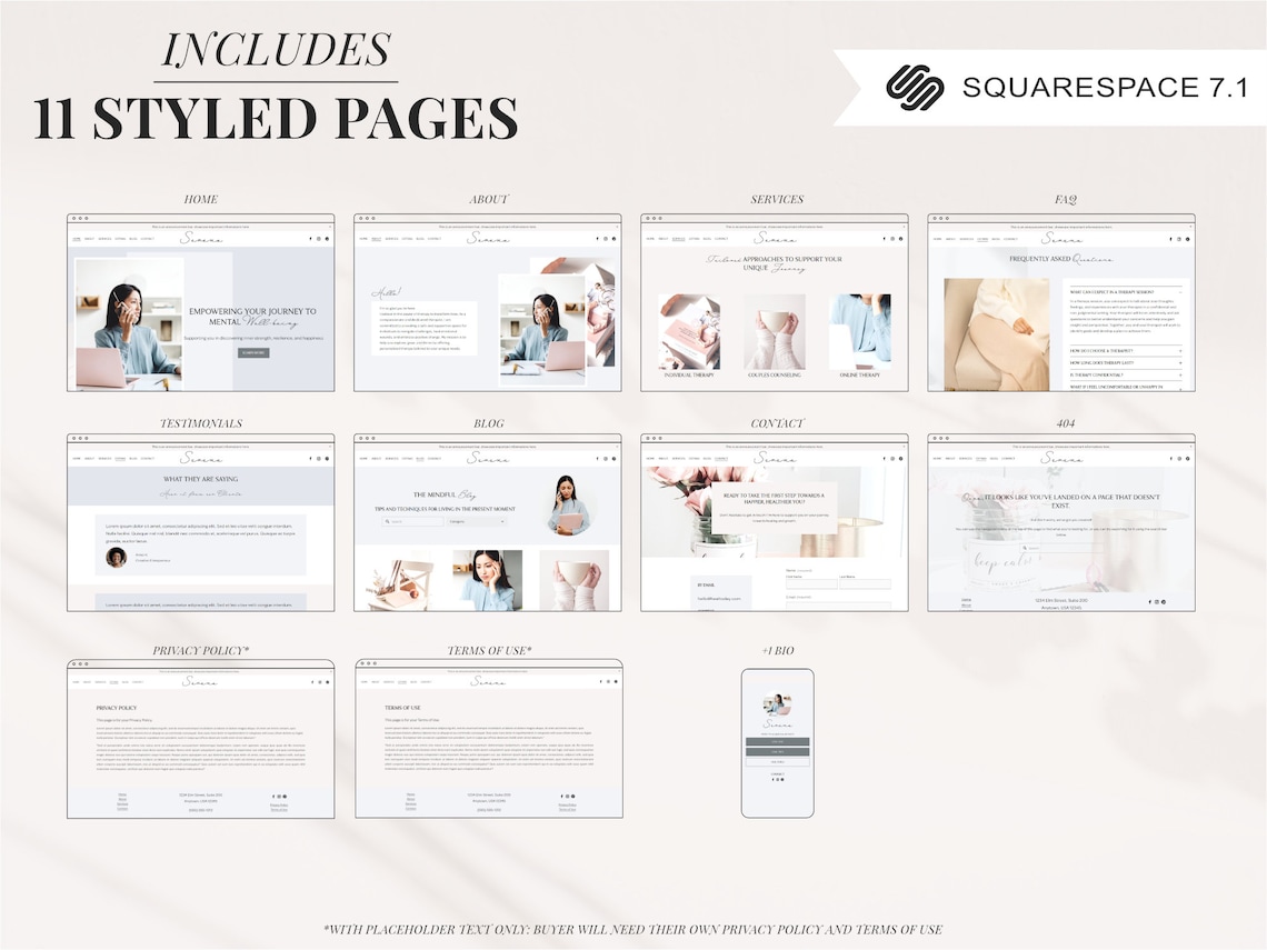 Squarespace Template for Therapists, Coaches, Squarespace 7.1 Website ...