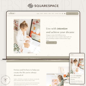 Squarespace template for lifestyle coach, freelancer, therapist, Coaching website template for Squarespace 7.1, made with fluid engine