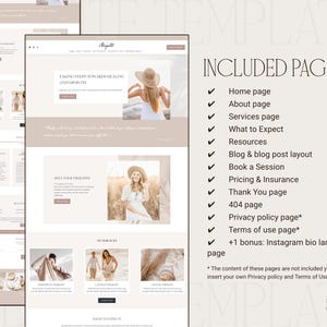 Squarespace Template for Therapists included pages