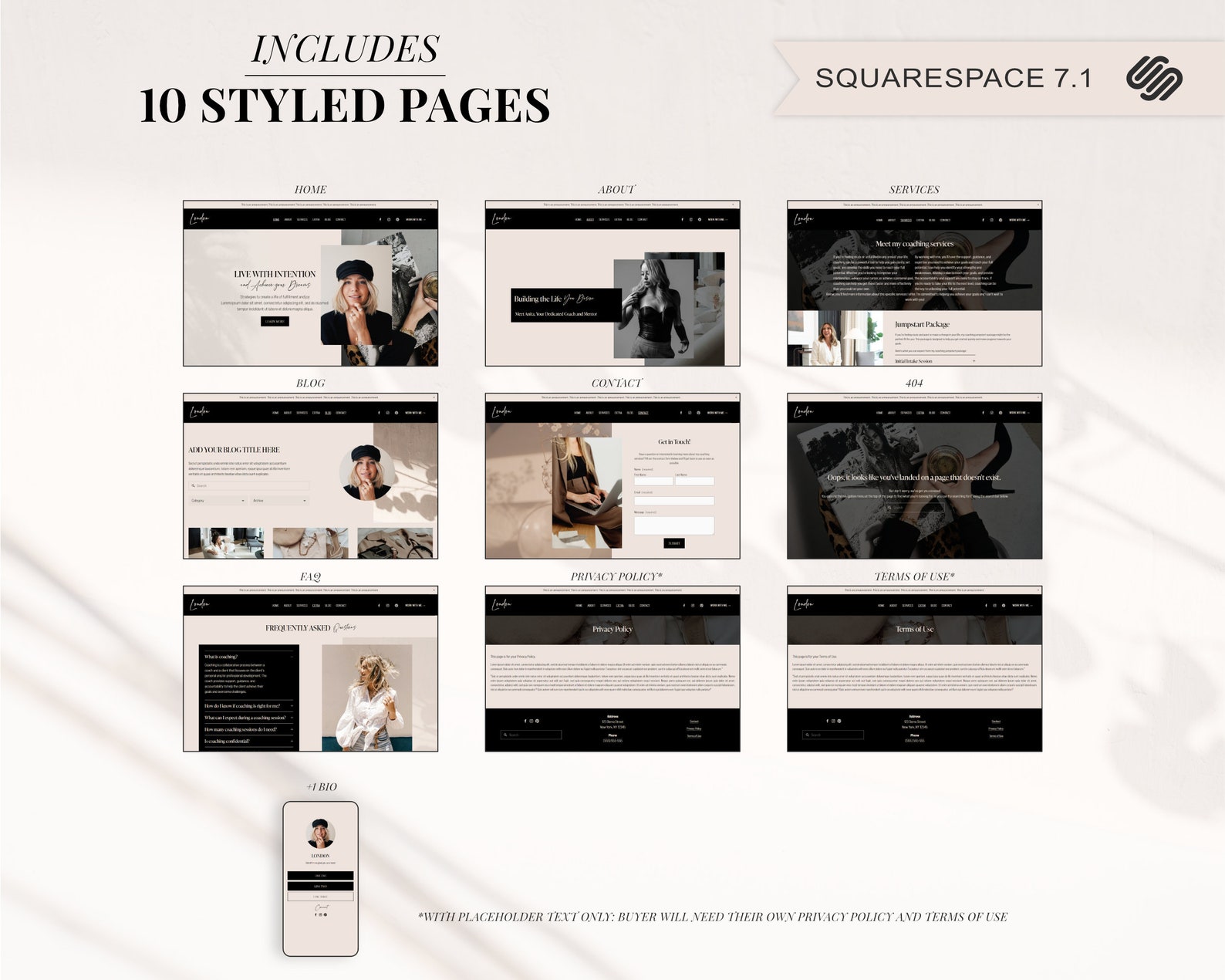 Squarespace Template for Coach, Luxury Website Template for Squarespace ...