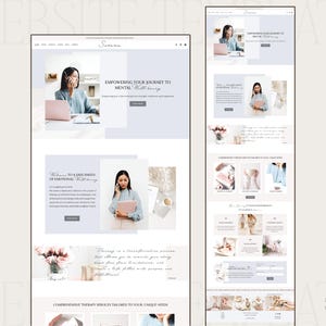 squarespace template for therapist in pastel blue  colors, therapist squarespace website design