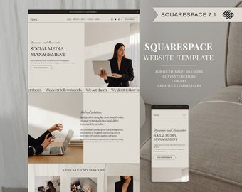 Squarespace template for social media managers, Website template for Squarespace 7.1, for content creators, for coaches