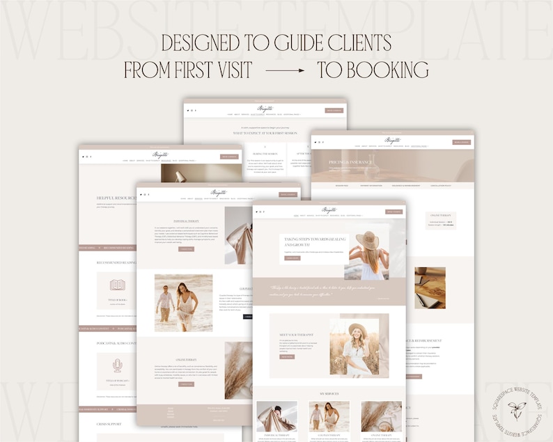 Therapist Squarespace website template designed to guide clients