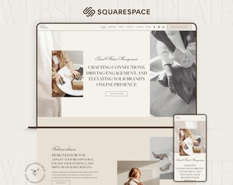 Squarespace-Vorlage für Social-Media-Manager, Website-Vorlage für Squarespace 7.1, Website-Vorlage zum Erstellen von Inhalten, ästhetisches Beige