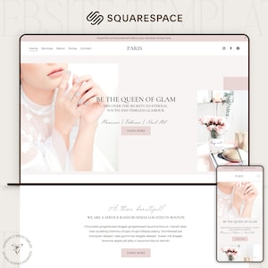 May include: Website homepage for a beauty salon called "Paris". The website features a pink and white color scheme with a photo of a woman's hands with manicured nails. The text "Be the Queen of Glam" is displayed on the page, along with the services offered: Manicure, Pedicure, and Nail Art.