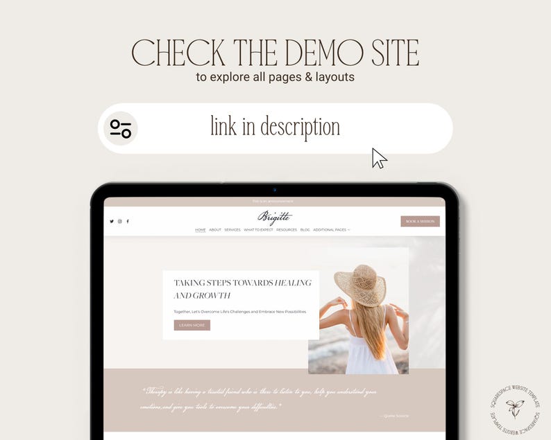 Therapist Squarespace website template check the demo site