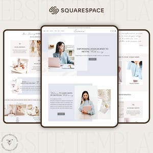 squarespace template for therapist in pastel blue  colors, therapist squarespace website design