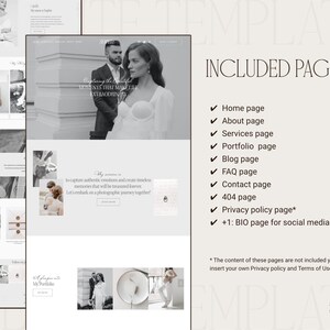 Squarespace website template for wedding photographers, aesthetic squarespace website template
