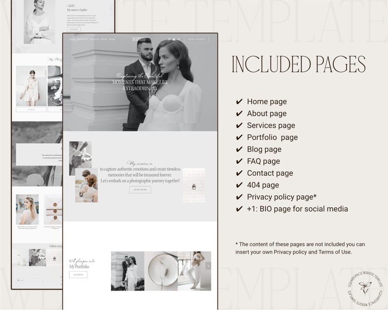 Squarespace website template for wedding photographers, aesthetic squarespace website template
