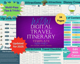 2026年ウォルト・ディズニー・ワールド旅行プランナー – モバイル旅行プランナー（カスタマイズ可能）（デジタルダウンロード）