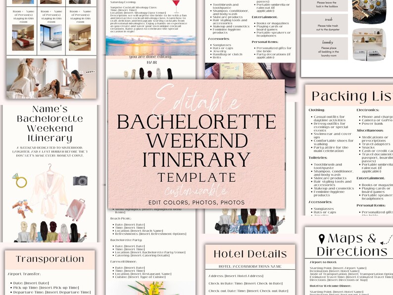 Ultimate Bachelorette Planner Template: Bachelorette Weekend, Party for ...