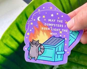 Dumpster Fire Raccoon Sticker for laptop Stanley Cup sticker gift for friend kawaii sticker funny cute animal anarchy trash anarchist burn