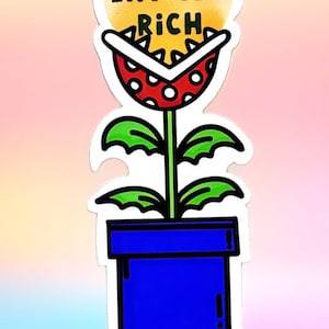 Eat the Rich Piranha plant Super Mario Bros Nintendo Sticker Socialist gift anti-capitalist  Marxist Retro 90s Nineties Protest