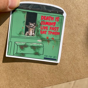 Funny Raccoon Sticker - Quirky Trash Panda Meme Decal
