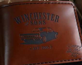 Supernatural wallet inspired winchester supernatural Dean and Sam Winchester  Devil's Trap carry on, supernatural gift, impala, leather