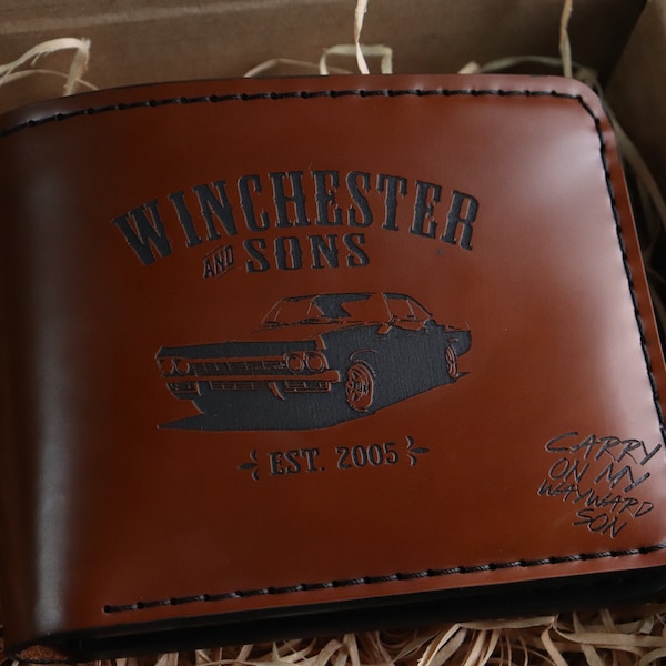 Supernatural Geldbörse inspiriert Winchester Supernatural Dean und Sam Winchester Devil's Trap tragen, übernatürliches Geschenk, Impala, Leder