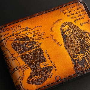 Lotr Geldbörse inspiriert, Tolkien, Zauberer, Mittelerde, die Gemeinschaft des Rings, handgefertigte Ledergeldbörse, Personalisiert, Fan Art
