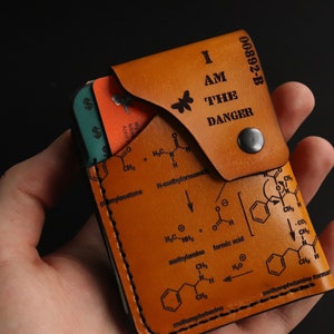 Breaking Bad inspirado, Walter White, Fan, billetera personalizada, Heisenberg, billetera de cuero hecha a mano, química, billetera minimalista, billetera EDC