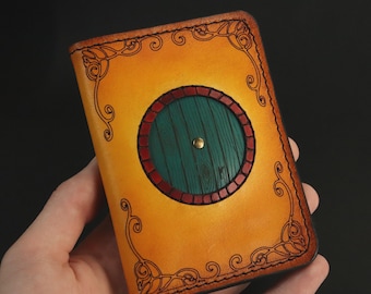 Handmade Leather Map Wallet, Fantasy Adventure Billfold, Hand Dyed Leather, Engraved Cartography Design, Unique Gift for Readers & Travelers