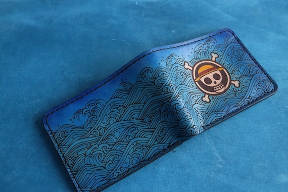 Portafoglio Anime Portafoglio Manga Giapponese Portafoglio in Pelle Personalizzato ispirato agli anime pirata fatto a mano regalo anime Portafoglio Waves teschio fan art Etsy Italia