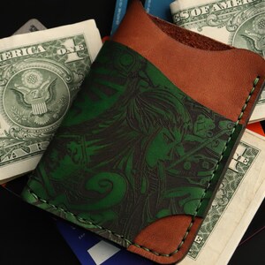 Minimalistische Leder Geldbörse, Zelda inspiriert, handgemachte Geldbörse, personalisierte Geldbörse, Gamer Geschenk, Geek Zubehör, Triforce