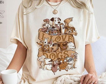 Vintage Disney Dogs Shirt, Disney I Love Dog Shirt, Dog Lover Shirt, Disney Characters Shirt, Disney Family Trip 2024 Shirt