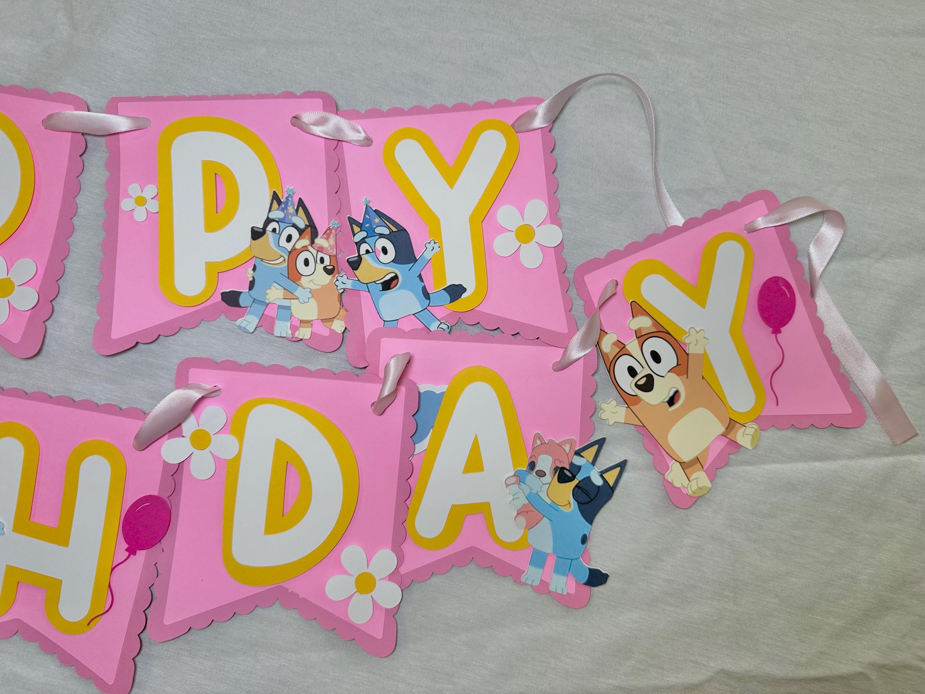 Happy Birthday Banner, Bluey Birthday Banner | Blue Dog Birthday Party ...