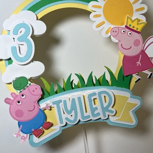 Adorno para tarta de Peppa Pig, decoración para fiesta de Peppa Pig, personalizable, tarta de Peppa Pig, decoración para tartas
