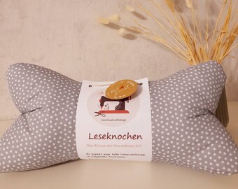 Leseknochen Nackenkissen 36x18 cm Herzen grau