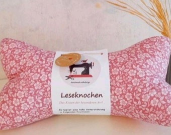 Leseknochen Nackenkissen 36x18 cm Handmade Blumen rosa
