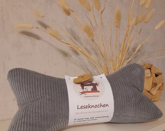 Cord - Leseknochen Nackenkissen 36x18 cm grau