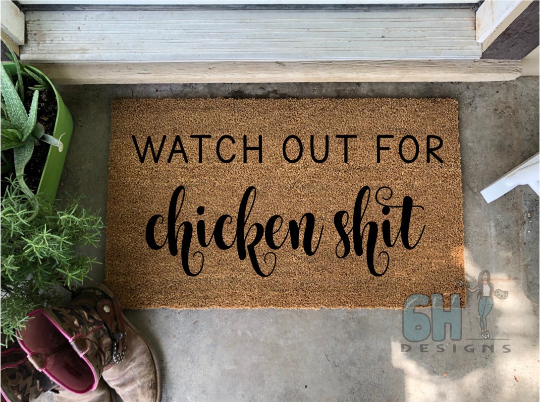 Personalized Check For Chicken Shit Door Mat Inside Rug Floor Outdoor –  Camellia Print