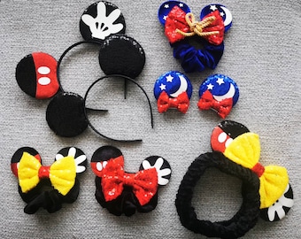 Disney Inspired Mickey Headband Ears, Boys bowless scrunchies clip