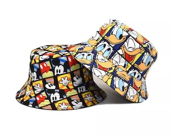 Disney Inspired Mickey Donald Bucket Hat, Bright
