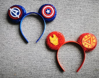 Disney Captain America, Ironman, Headband Ears, Boys, Mickey, Marvel, Bowless, no bow