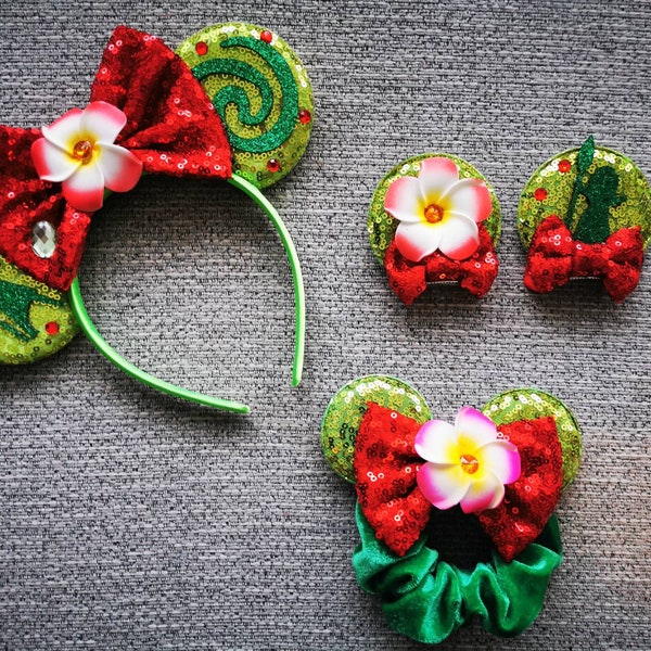 Disney Inspired Moana Mickey Headband Ears, Minnie, scrunchie, clips