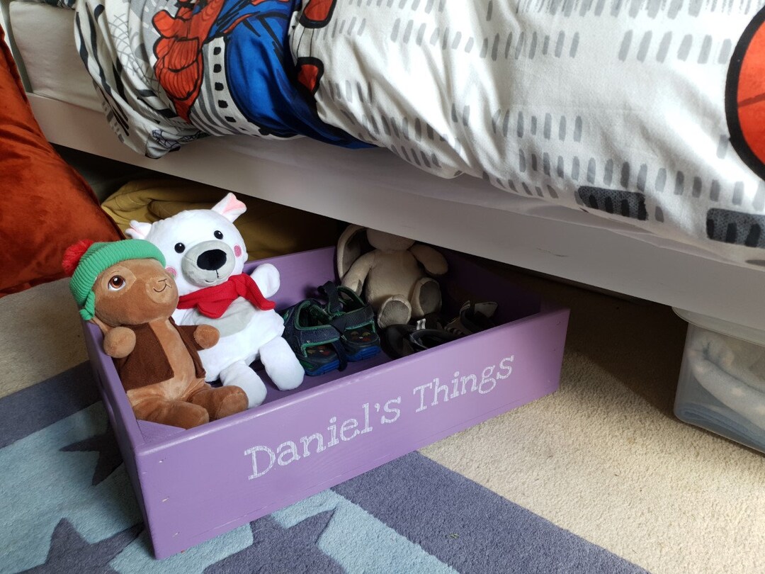 Personalised Wooden Under Bed Storage Crate Etsy