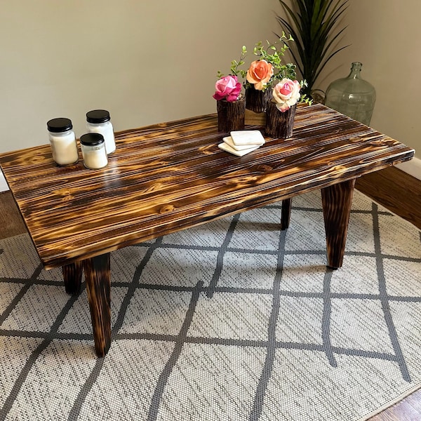 Burnt Wood Coffee Table Etsy