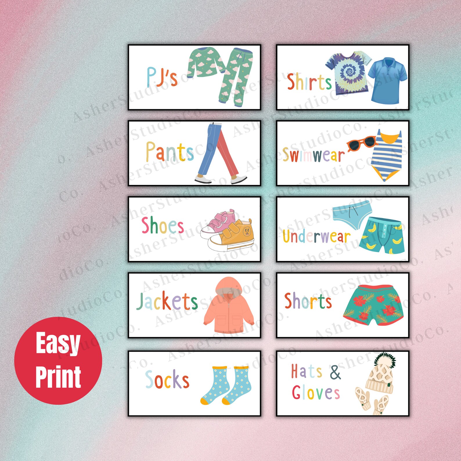 Kids Dresser Drawer Labels Kids Clothing Storage Stickers Etsy