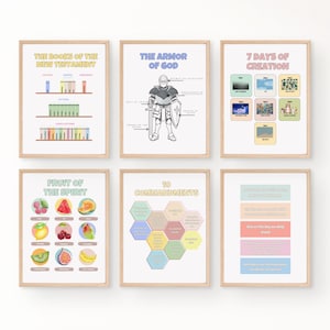 Christian Education Printable, Books of the Bible, 10 Ten Commandments, Church Sunday School Decor,Kids Scripture Poster,Christian Preschool
