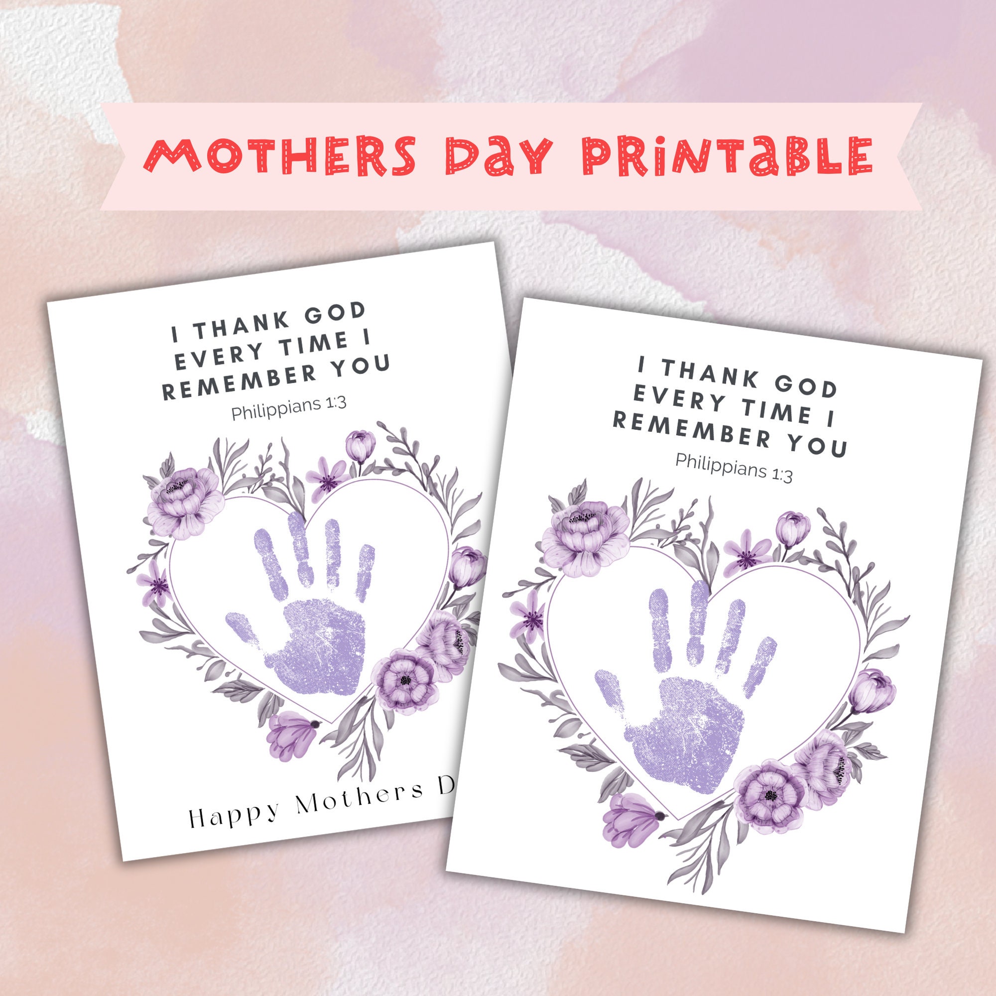 Mothers Day Bible Craft, Printable Mom Handprint Art, Christian Sunday ...