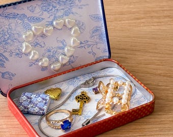 Vintage Trinket Mystery Bundles Including Rings, Charms, Trinkets, Miniatures, Altoids Tin Wallet, Tin box for Accessories