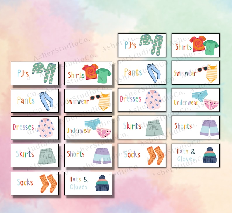 Kids Dresser Drawer Labels Kids Clothing Storage Stickers Etsy