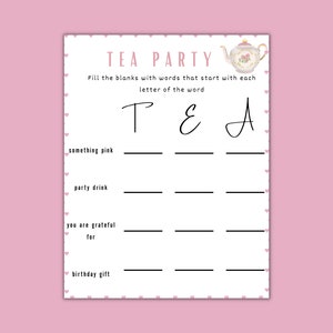 Tea Party Games Bundle Printable Tea Party Games Tea Party Favors ...