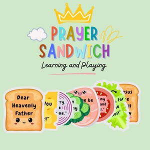 Prayer Sandwich Sunday School Craft, Printable Craft Activity, Prayer Activity, Homeschool Craft, Church Youth Group, Teach me to Pray