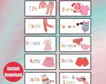 Printable Drawer Labels for Kids Clothes 