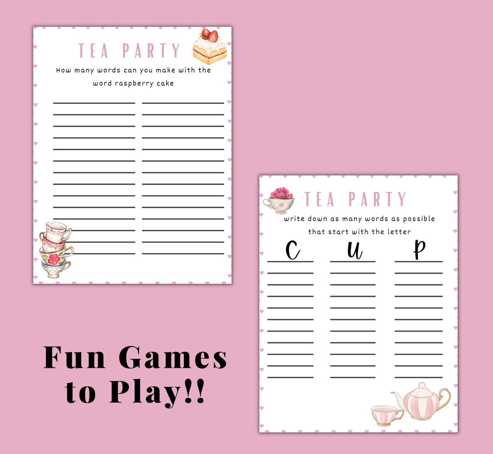 Tea Party Games Bundle Printable Tea Party Games Tea Party Favors