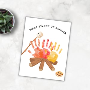 Summer Handprint Craft, Summer Craft for Kids, Campfire Art, Summer Craft Classroom Pre K, Summer Art for Kids, Handprint Footprint Craft