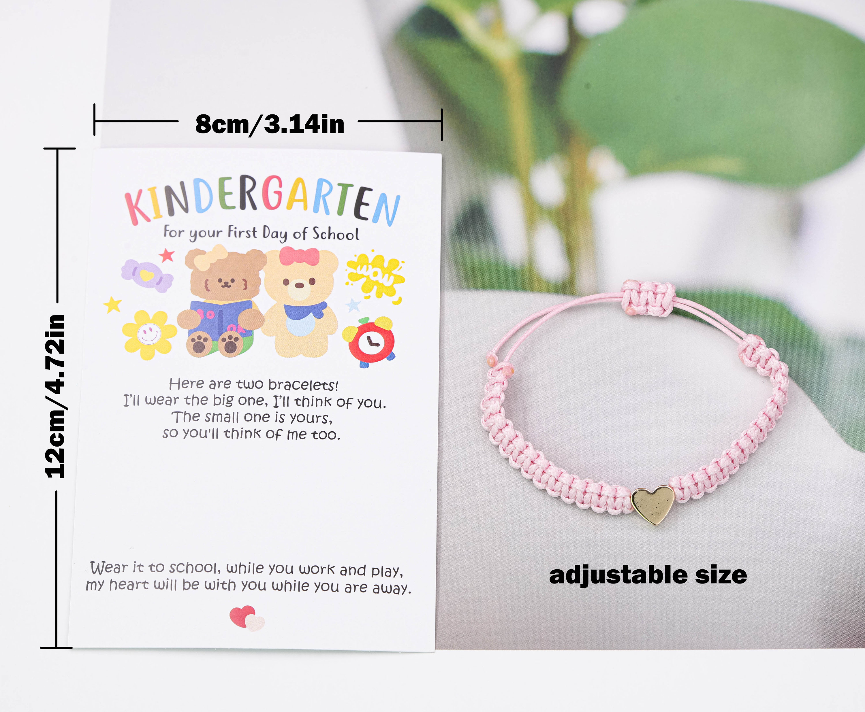 First Day of Kindergarten Mommy and Me Gold Heart Matching Bracelets.Back To School Gifts,Family Bracelet,Wish Bracelet,Preschool Gift