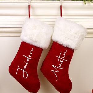 Personalized Red Plush Christmas Stocking,Family Christmas Stockings,Holiday Stockings Gifts,Monogram Stocking,Tradition Stockings